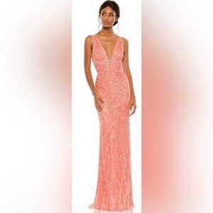 NWT Mac Duggal  5669 Coral Sequin Dress